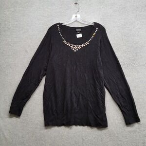 Torrid Men‎ Sweater 2 Black Rhinestone Embellished Rib Knit Pullover